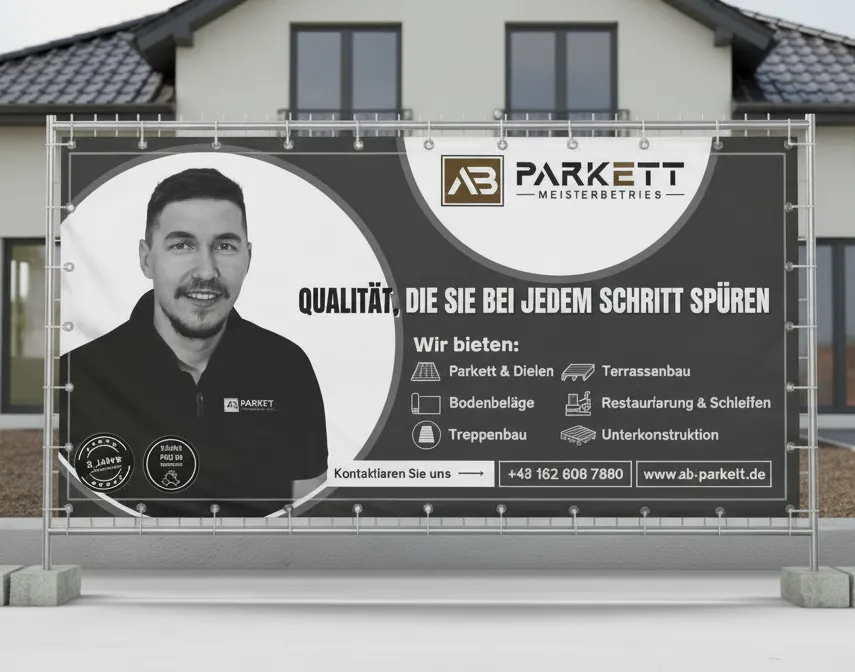 Bauzaunbanner mit Firmenwerbung