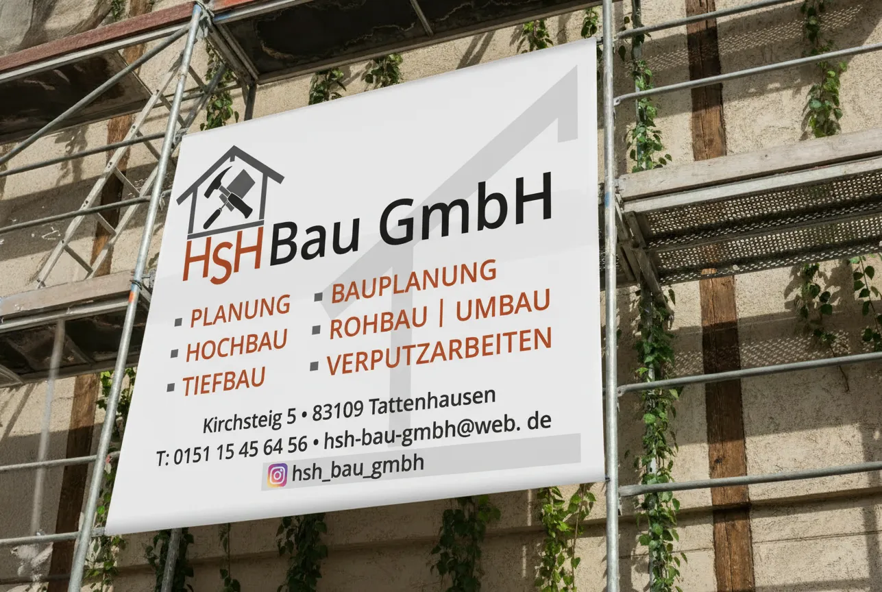 Großformatiges Fassadenbanner an Gerüst